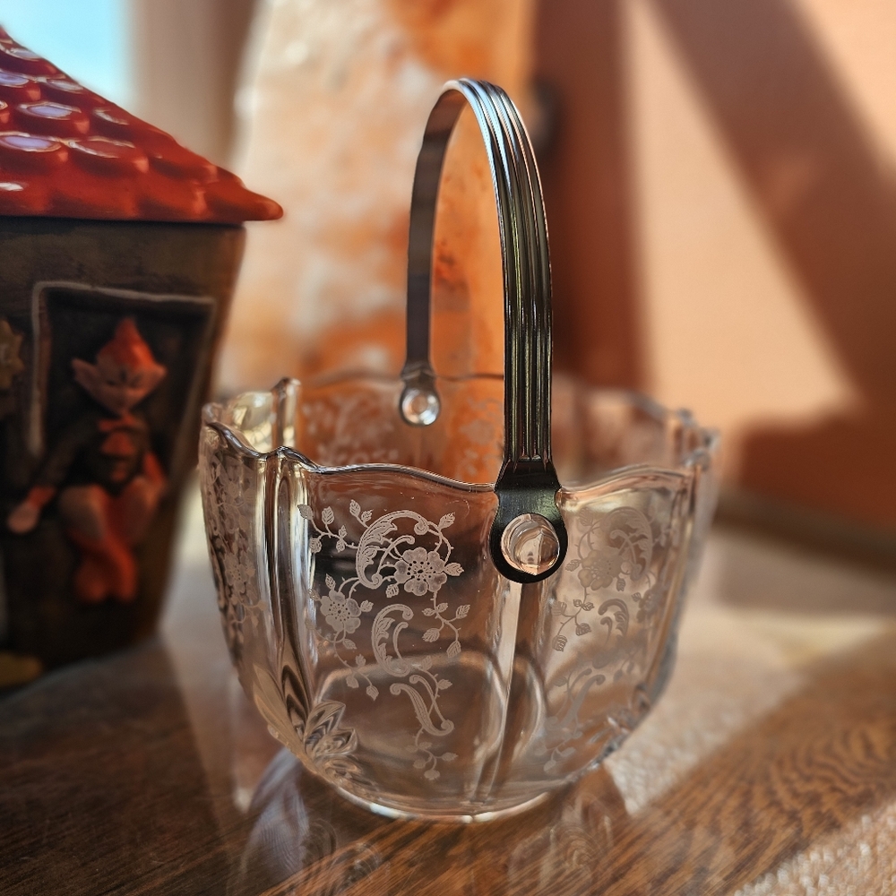 Vintage Fostoria Baroque Meadow Rose Crystal Etched Ice Bucket